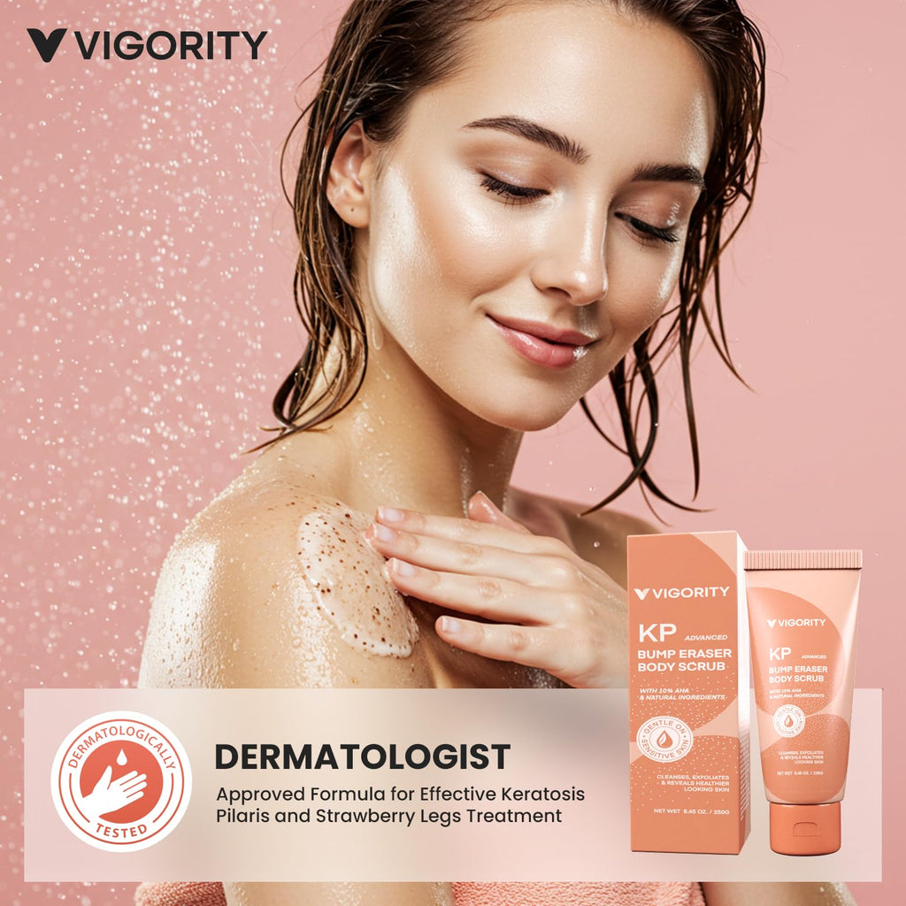 KP Bump Eraser Body Scrub - Keratosis Pilaris Treatment for Strawberry Legs, Chicken Skin - Exfoliating Body Scrub for Women & Men
