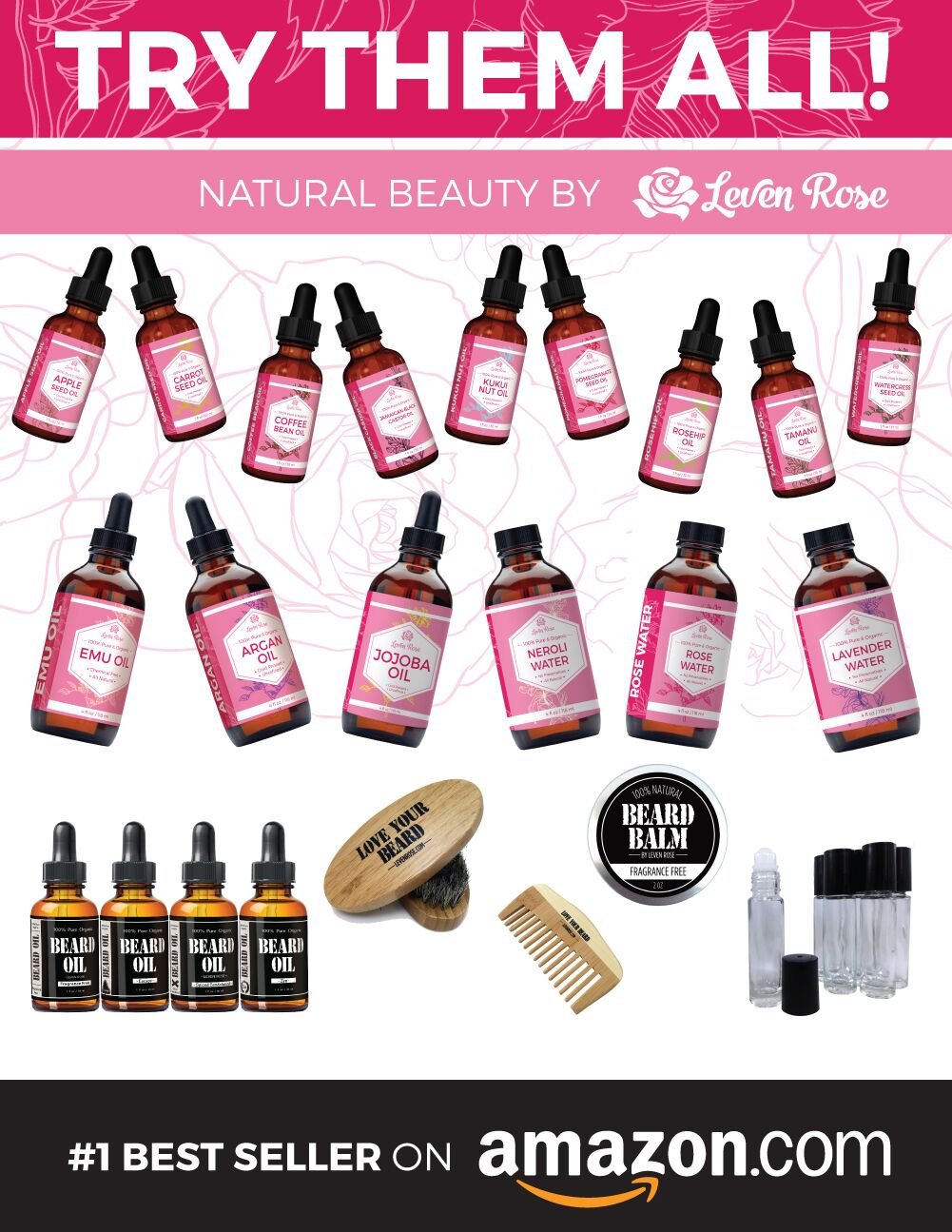 Carrot Seed Oil by Leven Rose, 100% Pure Unrefined Cold Pressed Moisturizer for Hair Skin and Nails 2 oz