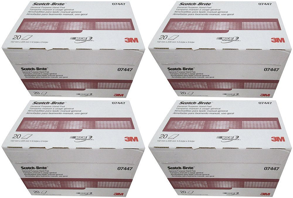 3M 07447 Scotch-Brite moNRr Maroon General Purpose Hand Pad, 20 Count (4 Pack)