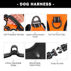 PHOEPET No Pull Dog Harness Medium Reflective Front Clip Vest with Handle
