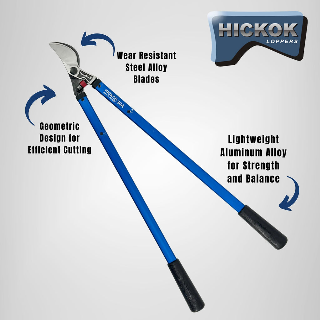 Hickok Heavy Duty Loppers for Tree Trimming – 30" Branch Cutter & Pruning Shears with Long Handle | Lightweight Aluminum Tree Trimmer | Professional-Grade Pruner Made in USA