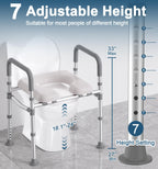 HOMLAND Raised Toilet Seat with Handles, 400 LBS Toilet Seat Risers for Seniors with Dual-Crossbar Support, Adjustable Height & Width Handicap Elevated Toilet Riser Fit Any Toilet, Gray