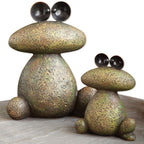 Bits and Pieces - Two Frogs Garden Sculptures for Lawn or Patio - Waterproof Garden Decor Set - Frog Statues Minimalistic Design