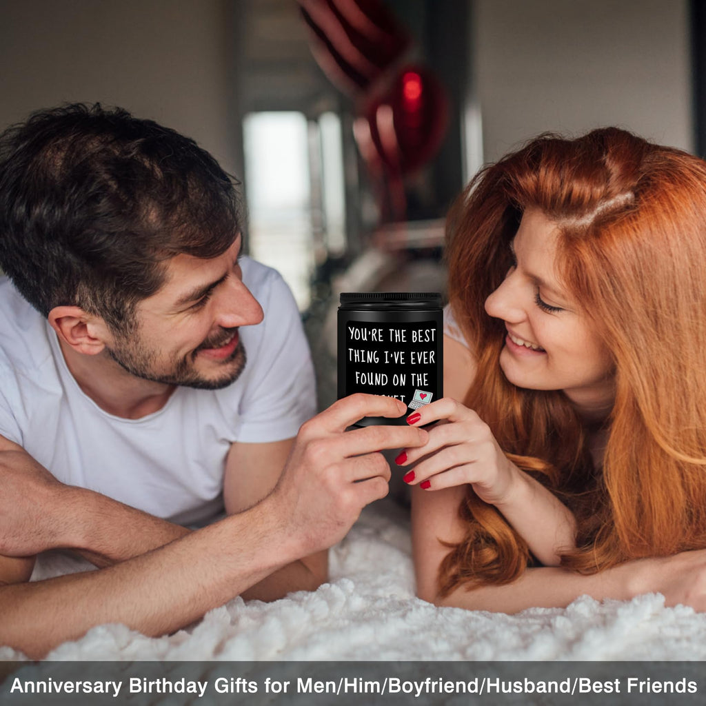 Homsolver Gifts for Boyfriend, Him, Husband, Men, Funny Anniversary Birthday Christmas Valentines Romantic Gifts for Him, Boyfriend, Black Cedar Juniper Sandalwood Candle