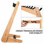 Nefelibata Multi-Purpose Guitar Stand 5 Stands Wooden Guitar Stand Floor Stand for Guitars and Cases, Electric Guitars, Acoustic Guitars, Bass Guitars, Cellos - German Ash