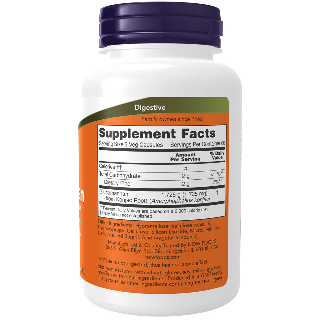 NOW Supplements, Glucomannan (Amorphophallus konjac)575 mg, 180 Count Capsules (Pack of 2)