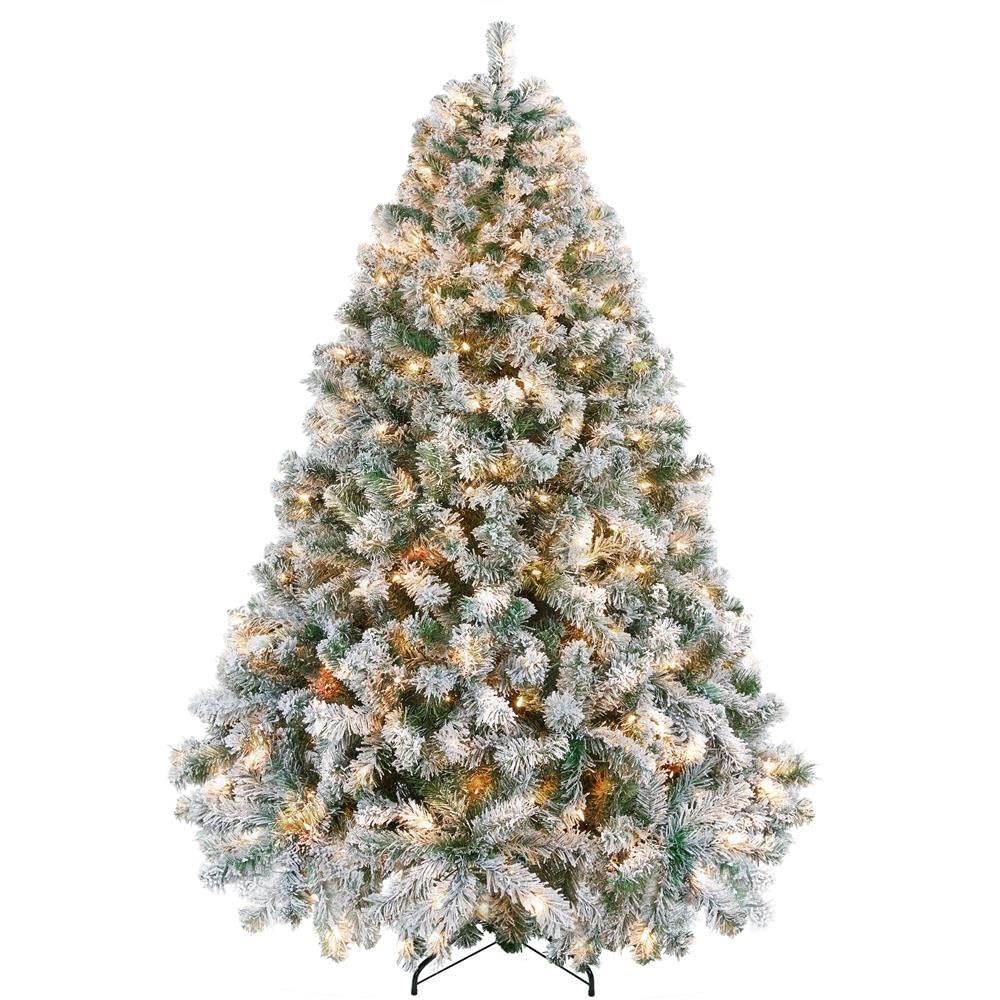 Yaheetech 6ft Pre-Lit Snow Flocked Artificial Christmas Tree, 250 Lights