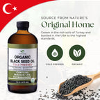HalalEveryDay Organic Black Seed Oil - USDA Certified, Cold Pressed Glass Bottle 16oz - Over 1.5% Thymoquinone Turkish Black Cumin Nigella Sativa Non-GMO 100% Pure Blackseed Oil
