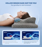 No More Aches Neck Pillow for Pain Relief, Adjustable Cervical Pillow for Neck Support with Armrest,Odorless Ergonomic Contour Memory Foam Pillows,Orthopedic Bed Pillow for Side Back Stomach LightGrey