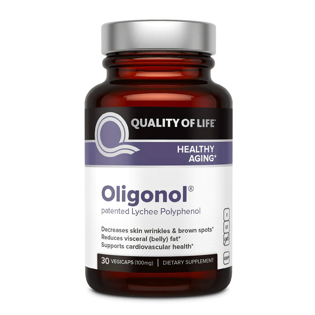 Quality of Life Oligonol Premium Anti Aging Supplement - Promotes Cardiovascular Health, Circulation & Youth, Includes Antioxidants - Lychee Fruit Extract - 30 Vegicaps