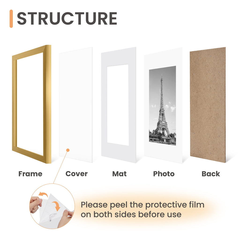 upsimples 8x10 Picture Frames, Gallery Wall Frames Set of 5, Gold