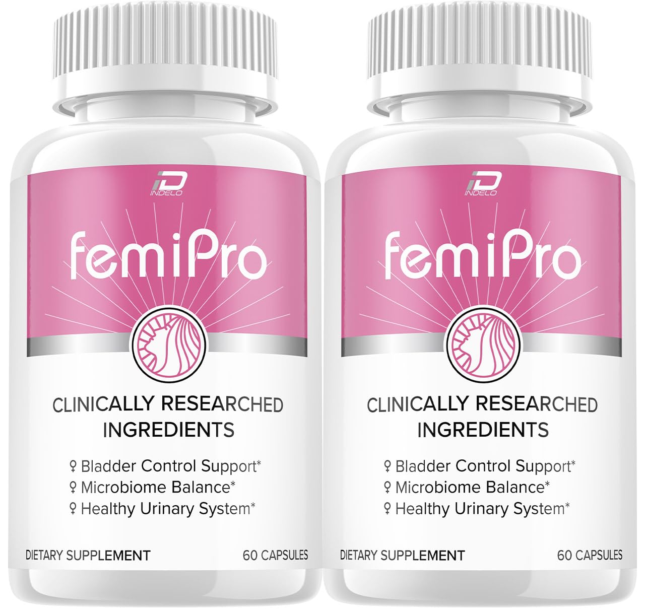 Indelo FemiPro Supplement - Probiotic Femi Pro Pills, FemiPro 24 Hour Support Microbiome Probiotic Urinary Control Health, Femie Pro Reviews (2 Pack - 120 Capsules)
