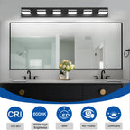 IZORRO LED Modern Bathroom Lights Fixtures(6-Light,Dimmable,360°Rotate),Matte Black Acrylic Wall Lighting,Vanity Lights for Bathroom Over Mirror - 6000k 36In （No Assembly Required）