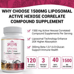 SZCZEKIN 1500mg Liposomal Active Hexose Correlated Supplement,240 Soft Gels Beta-Glucans with Natural Mushroom Extract, Immune System, Liver Function, Maintain T-Cell & Killer Cell Activity