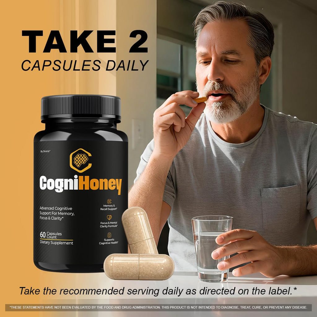(5 Pack) CogniHoney Capsules - Official Cogni Honey Pills Advanced Premium Formula for Maximum Strength, All Natural Ingredients with Vitamins for Overall Health & Wellness, 300 Capsules for 5 Months