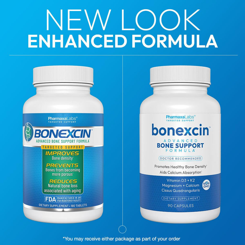Bonexcin Advanced Bone Support Formula – Calcium, Magnesium, Vitamin D3 & K2 – Bone Density & Strength Supplement for Women & Men – Joint, Menopause & Osteoporosis – 90 Capsules (Pack of 3)