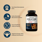 NatureBell Creatine Monohydrate Capsules 5,000mg Per Serving, 500 Count | Micronized, Unflavored Creatine Pills | Pre-Workout & Muscle Strength Support | Easy to Swallow, Filler-Free | 71 Servings