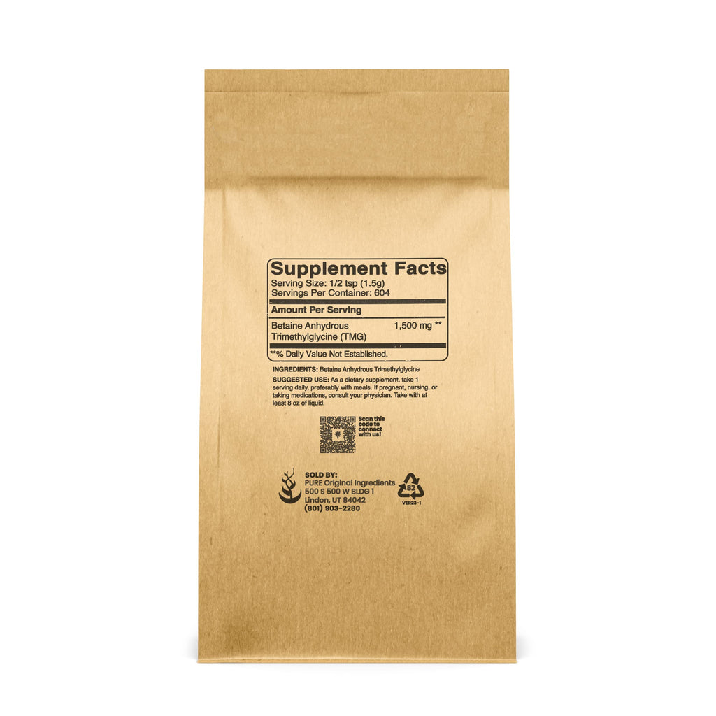 PURE ORIGINAL INGREDIENTS Trimethylglycine (2lb) TMG Powder, Vegan and Gluten-Free.