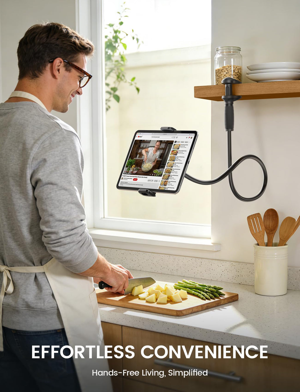 Lamicall Gooseneck Tablet Holder for Bed, Unique Tapered Flexible Arm
