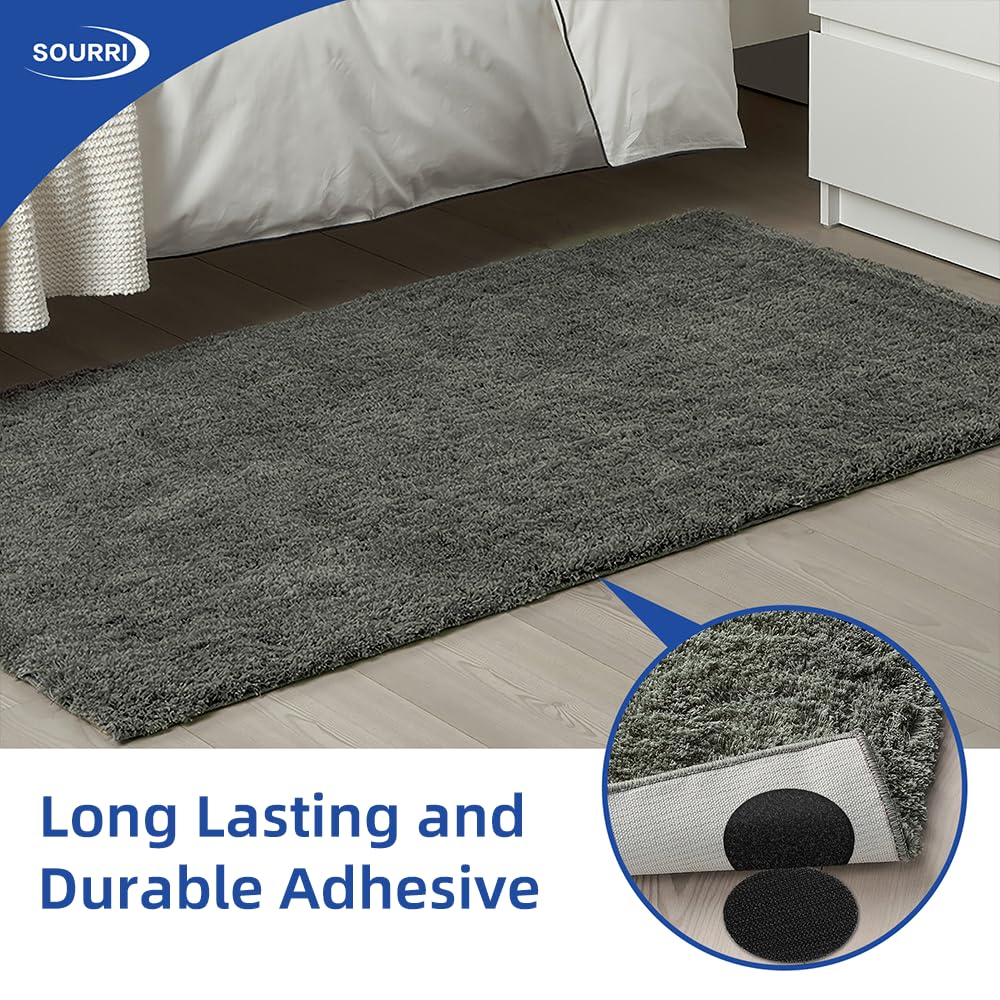 SOURRI 4'' x 20Ft Large Self Adhesive Heavy Duty Hook and Loop Sheet Tape Fastener Strips, Keep Couch Cushions from Sliding, Rug Gripper Tape & Pads