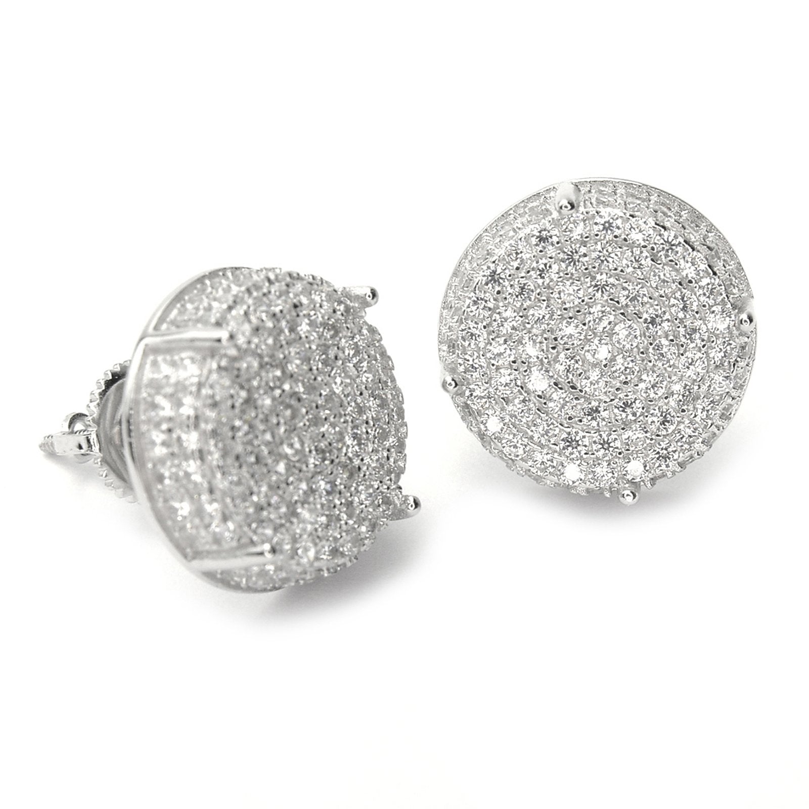Men's XL 1/2 Inch Full Iced Cubic Zirconia Round Prong Setting Screw Back Earring BE 11403 S