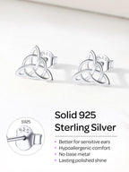 ChicSilver Sterling Silver Stud Earrings for Women Hypoallergenic Celtic Earrings Vintage Triquetra Triangle Studs Earrings Dainty Small Irish Jewelry for Women
