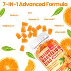 Calcium Magnesium Zinc Gummies with D3 &B6 &K2,1000mg Calcium Gummies with 300mg Magnesium Support Immune Energy for Adults and Teens,Sugar Free(120Count)