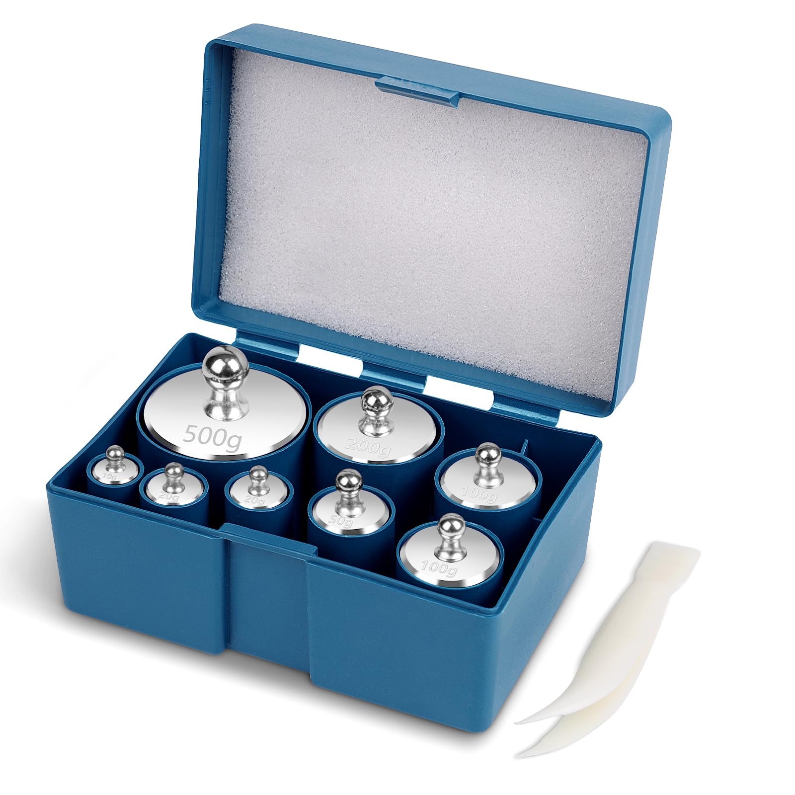 QP Calibration Weights 1000g, 8PCS OIML Class M1 High Precision Scale Calibration Weight Set, 10g 20g 50g 100g 200g 500g Calibration Weight with Tweezers for Digital Scale, Gram Scale, Lab Scale