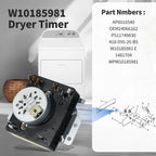 WGD4815EW2 MGDC215EW2 MGDC300BW1 WGD4800XQ4 WGD4800BQ2 W10185981 Dryer Timer Compatible with Kenmore Maytag Crosley Whirlpool Dryer Timer 115VAC 60Hz, WPW10185981 Replacement 418-095-20-B5 W10185981 E