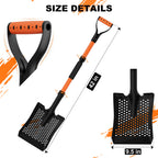 Sand Sifter Shovel for Beach: 42'' Sand Scoop for Metal Detecting with Ergonomic D-Handle - Sifting Shovel Twist-Lock Connection & Extra-Wide Step for Treasure Hunting & Metal Detecting Hobbyists