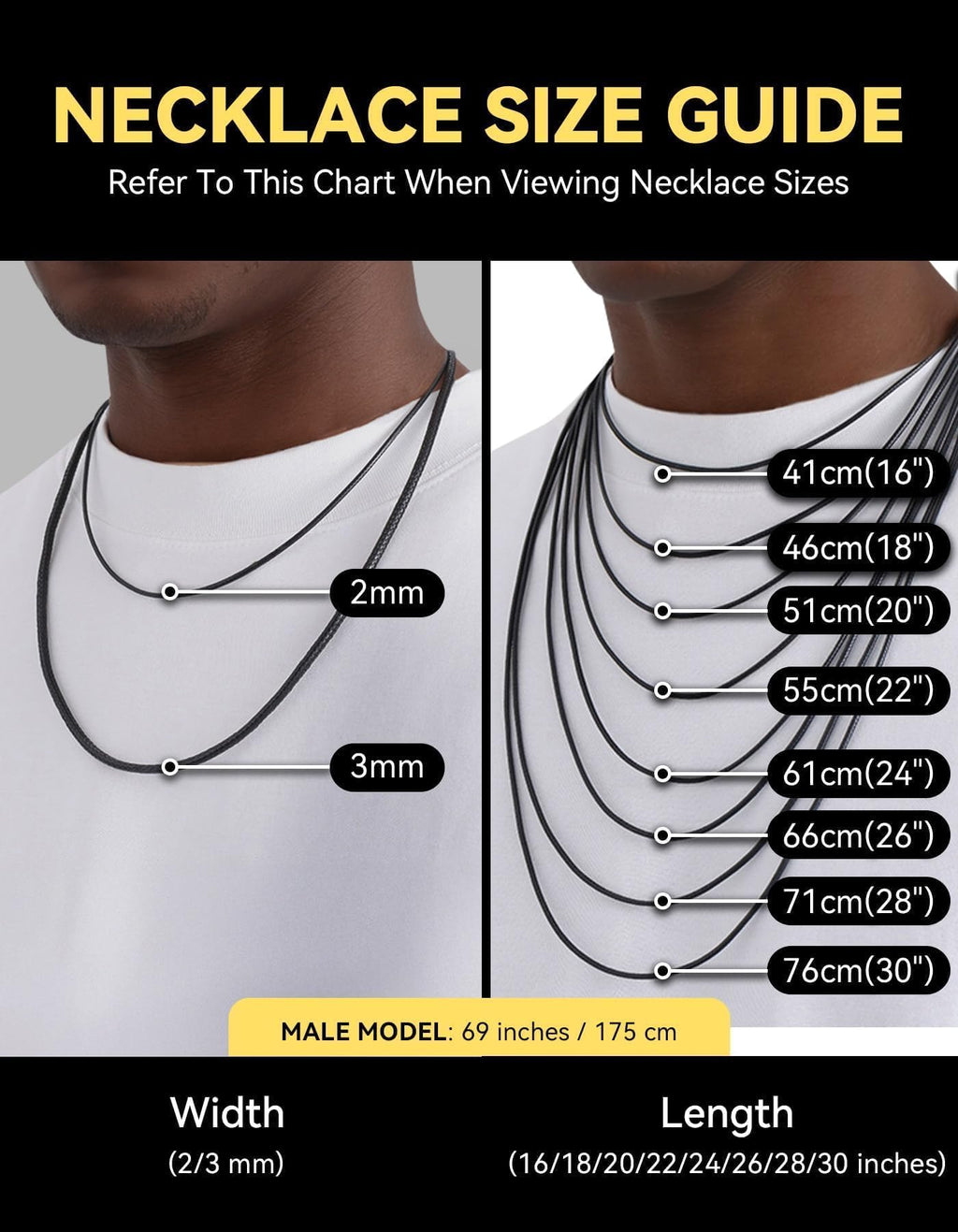 ChainsHouse Braided Leather Necklace Cord for Pendants with Clasp, 18 inch