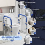 Loyoda Foldable Toilet Safety Rails for Seniors - Adjustable Toilet Safety Frame & Toilet Handles for Elderly & Disabled, Fits Most Toilets, 350lb Capacity, Blue