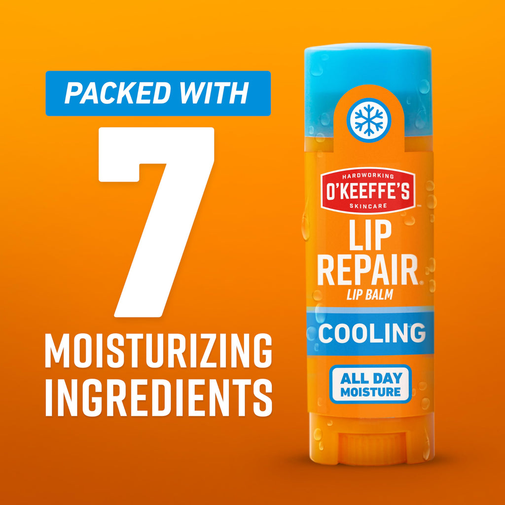 O'Keeffe's Lip Repair Lip Balm With Cooling Relief for Dry, Cracked Lips - Stick (4 Pack) - Moisturizer for Very Dry Lips