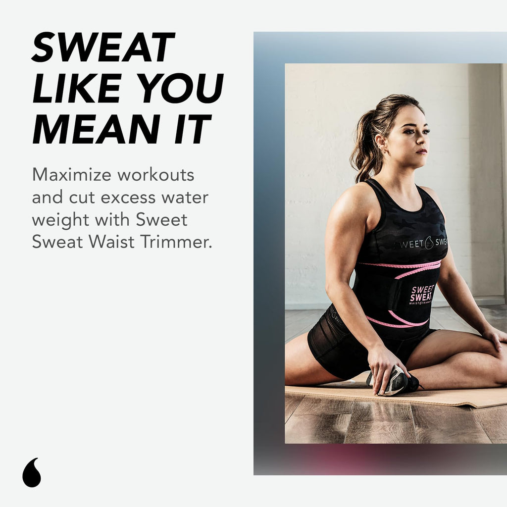Sports Research Sweet Sweat Waist Trimmer (Core Series) - Premium Sweat Enhancing Fitness Band for Women & Men - Adjustable Fit �� Latex-Free Neoprene - Pink Logo, Medium