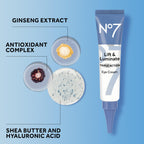 No7 Lift & Luminate Triple Action Under Eye Cream - Dark Circles Under Eye Treatment with Vitamin C & Collagen Peptide Technology - Helps Reduce Puffiness, Bags & the Appearance of Wrinkles (0.5 Oz)