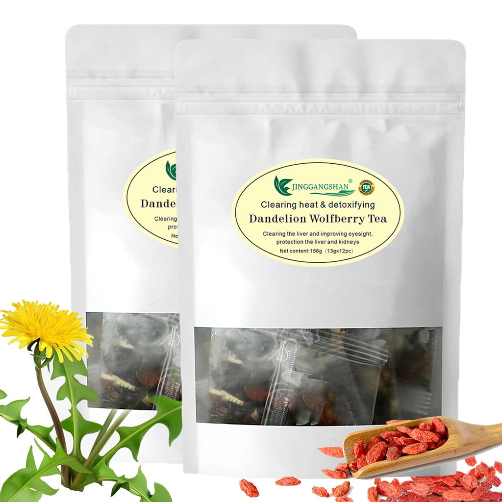 Organic Dandelion Wolfberry Tea Bags - Supports Kidneys & Liver Health - Seven Herbal Ingredients (2pack)