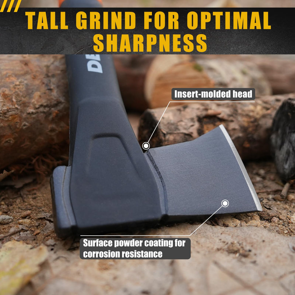 X17 Wood Splitting Axe, 24” Camping Outdoor Hatchet for Wood Splitting and Kindling, Forged Carbon Steel Heat Treated Hand Maul Tool, Nylon Hollow Handle Shock Reduction Handle