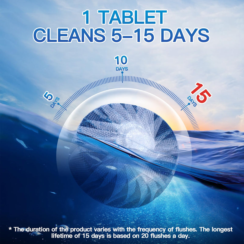 Vacplus Automatic Toilet Bowl Cleaner Tablets, Drop-In Tank Cleaner for Bathroom, Prevent Stains & Deodorize, Long-Lasting Cleaning Tabs, Easy-Use Freshener for Bowl & Tank, 50 Pack