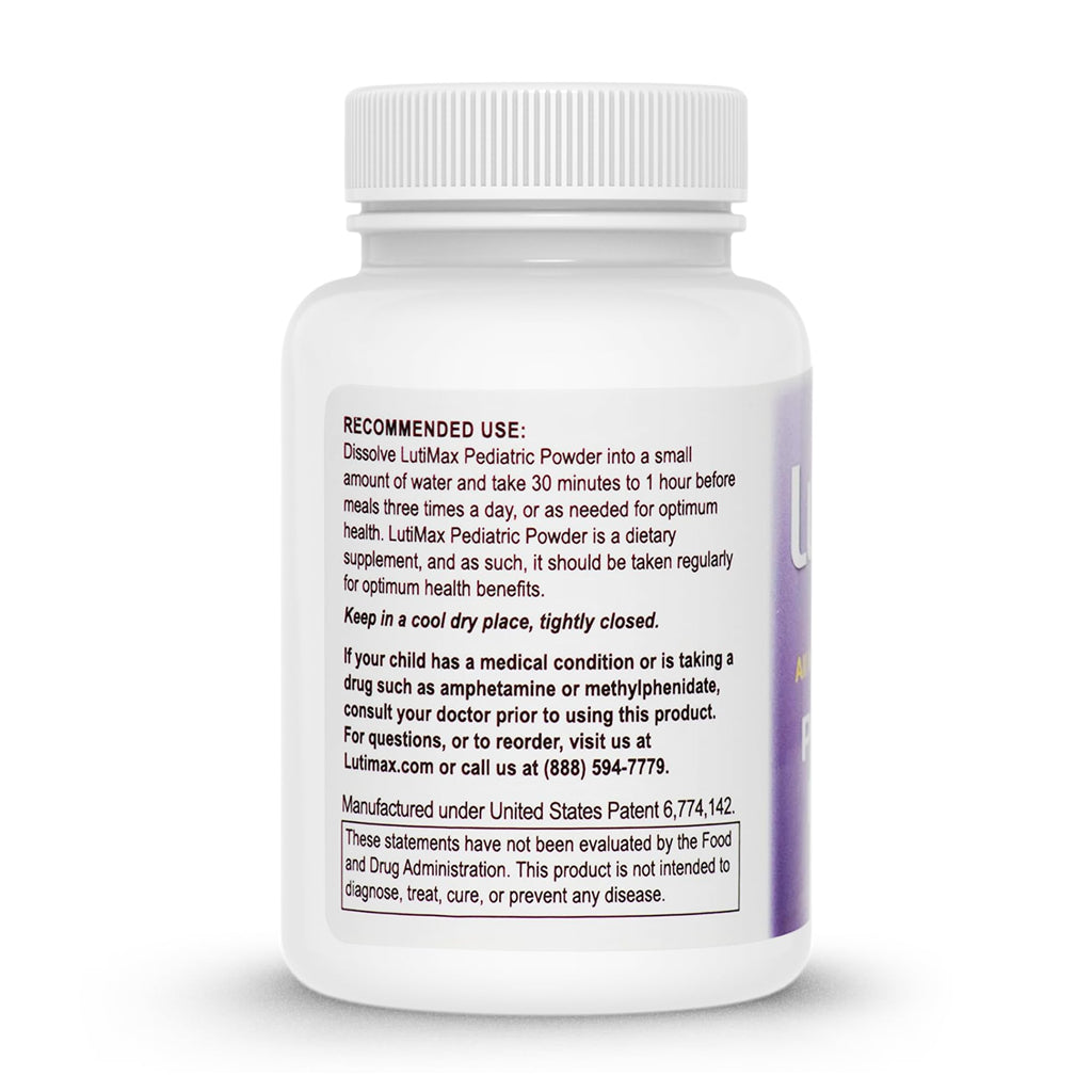 Lutimax Pediatric Powder Brain Supplement with Luteolin & Rutin for Kids - Memory, Focus, Muscle & Immune Support Brain Supplements - Nootropic Antioxidants - 200 Servings