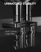 HUANUO FlowLift™ Dual Monitor Stand, Fully Adjustable Gaming Monitor Desk Mount for 13–32″ Computer Screens, Full Motion VESA 75x75/100x100 with C-Clamp & Grommet Base, Each Arm Holds 4.4 to 19.8 lbs