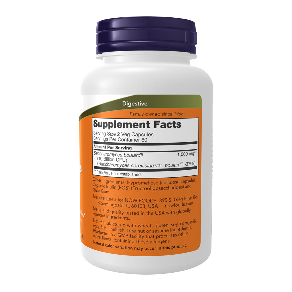 NOW Foods Supplements, Saccharomyces Boulardii, 5 Billion CFU Probiotic, 120 Veg Capsules