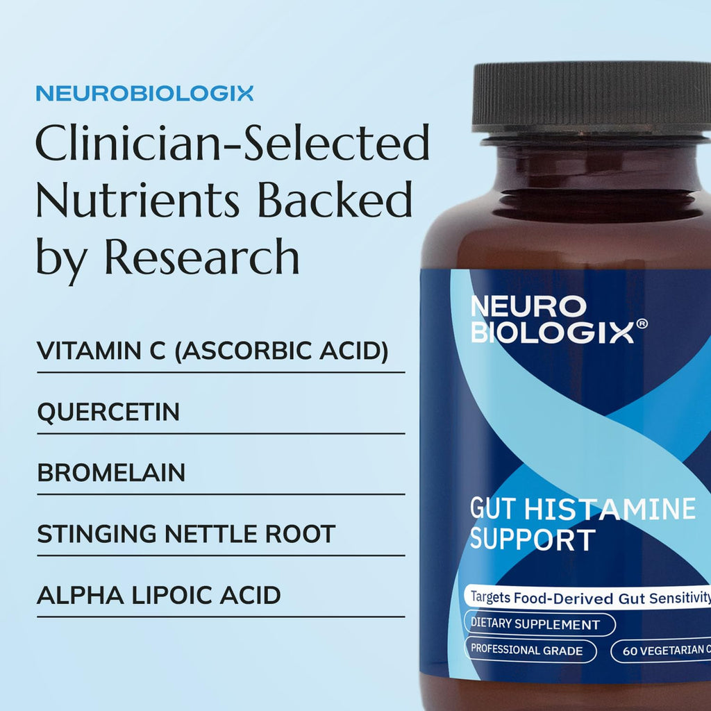 Neurobiologix Gut Histamine Support Supplement, Digestion & Immune Balance with Vitamin C, NAC, Bromelain & Quercetin, Supports Food-Derived Histamine Response for Men & Women, Vegetarian, 60 Capsules