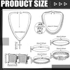 Yinkin 6 Pcs Men Jewelry Set Hip Hop Diamond Chain Bracelet Set, Silver