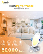 Ensenior 4 Pack 6 Inch LED Recessed Light, Dimmable, 2700K-5000K 5CCT, 1200LM High Brightness, 12W 120V, Damp Rated, Ultra-Thin Canless Wafer Ceiling Light - ETL & FCC & IC