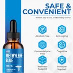 Methylene Blue Drops 1% USP Grade Third Party Lab Tested - USA Made - Formaldehyde Free, Increased Absorption, Blue Methylene Supreme Supplement for Humans, Methane Azul De Metileno Para Humanos (2oz)