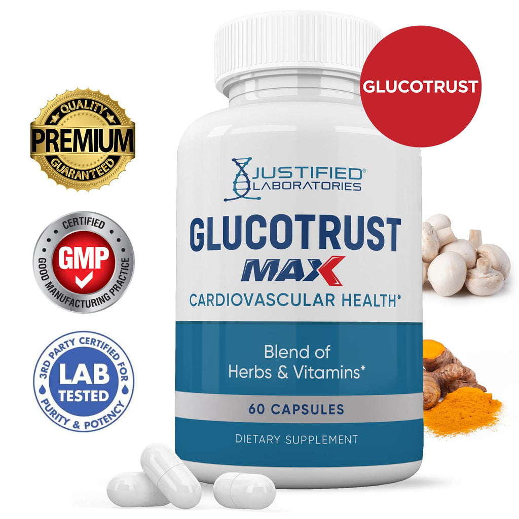 Justified Laboratories (5 Pack) Glucotrust Max 1295MG Formula Supplement Pills 300 Capsules