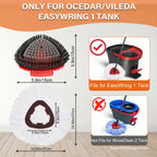 Fatmass 5 Pack Spin Mop Head Replacement for O Cedar EasyWring 1-Tank System,Include 4 Mop Replace Heads + 1 Upgrade Scrubber Brush, 100% Microfiber Mop Refills Deep Cleaning Machine Washable