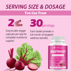 Beet Root Capsules - 1300mg Organic Pure Beetroot Beets Powder 60 Capsules-30 Days Supply | Natural & Vegan Supplement