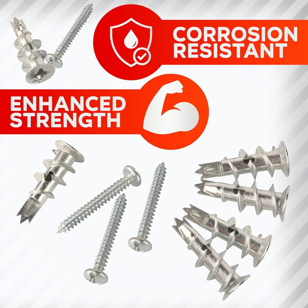 CrimsonMark 50Pcs Metal Self Drilling Drywall Anchors and Screws Kit #8