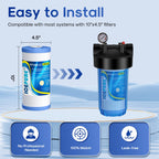 5 Micron 10" x 4.5" Whole House Water Filter Compatible with GE FXHTC, GXWH40L, RFC-BBSA, W50PEHD, Whirlpool WHKF-GD25BB, GXWH35F, GNWH38S, Dupont WFHD13001, Pentek R50-BB, 4WH-HDGR-F01 4PACK